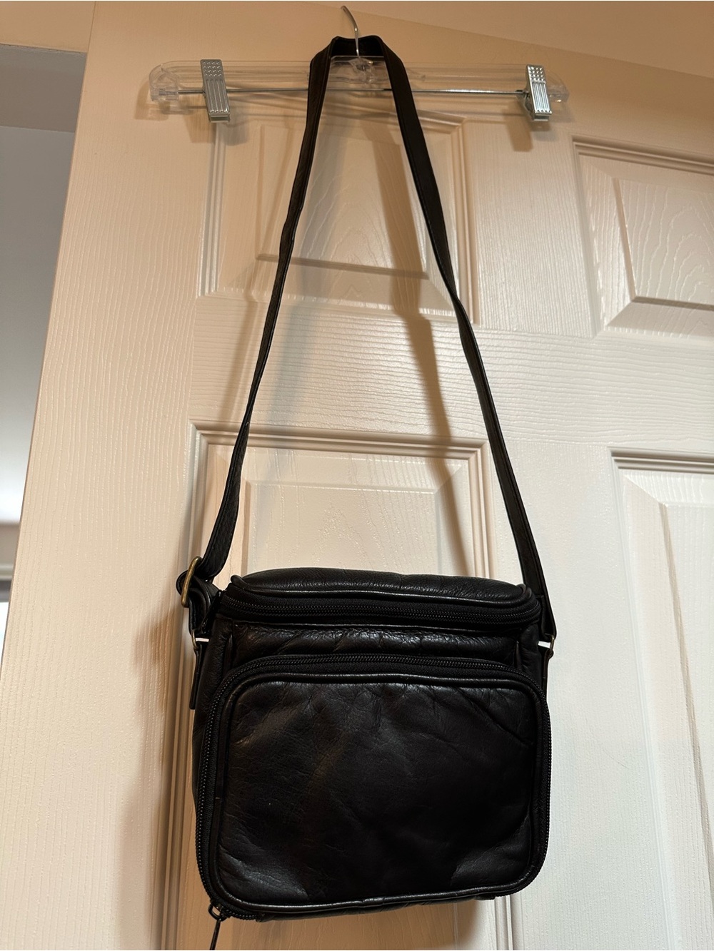 Vintage Black Leather Crossbody Bag